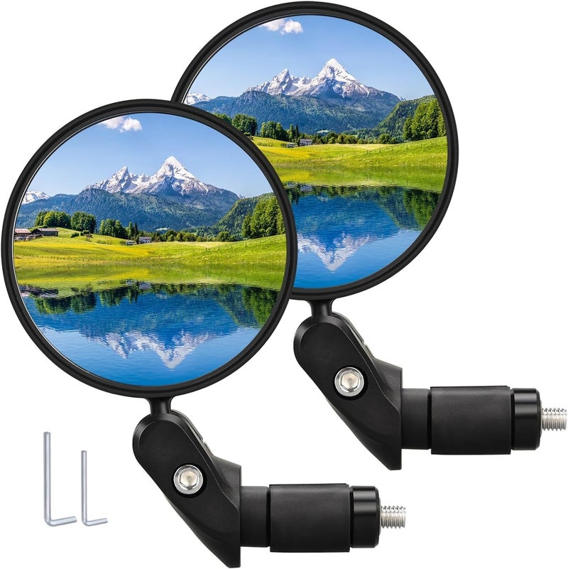 Ruby Q Handlebar Bike Mirrors, 2pcs Bicycle Rearview Mirror Set, Adjustable Handlebar Mounted Convex Mirror with Allen Wrench, for Mountain Road Bikes - Image 1